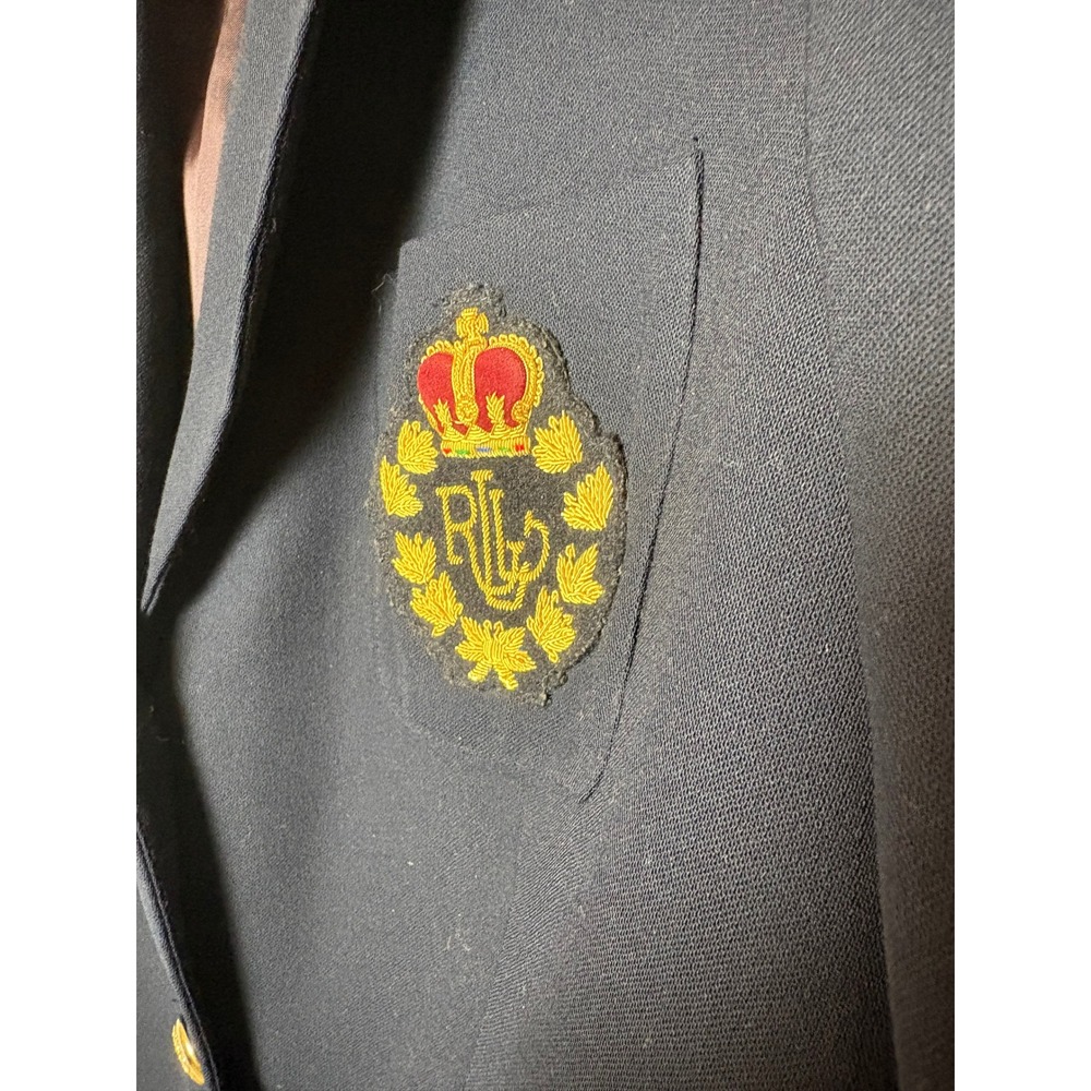 VTG Lauren Ralph Lauren Navy Wool Crested Blazer Gold Buttons Plus 14W 3D Crown - Picture 2 of 9